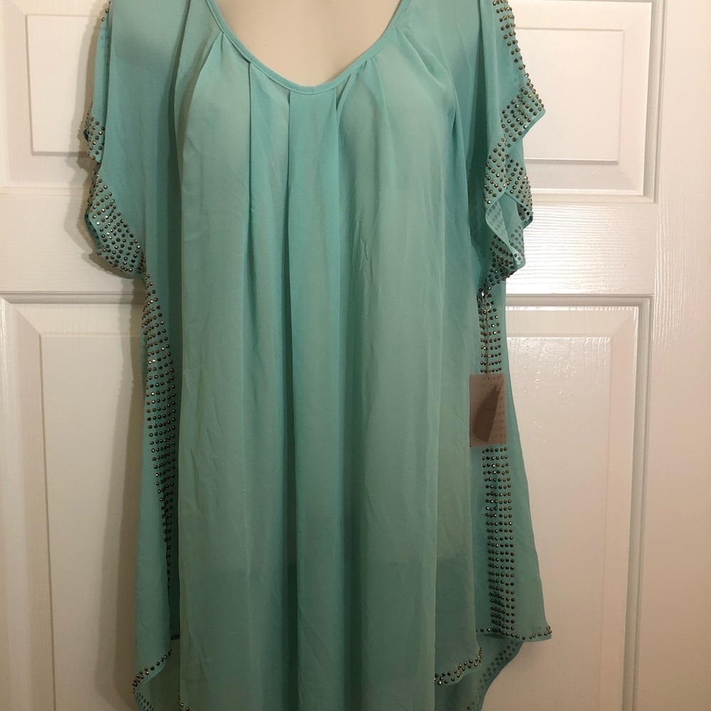 Forever 21 Sheer Teal Tunic NWT Size L